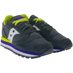 Saucony Jazz Triple Damen Sneaker sportliche Low-Top Turnschuhe mit Echtleder-Anteil S60530-25 Dunkelgrau - 37