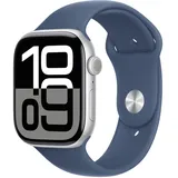 Apple Watch Series 10 Aluminiumgehäuse GPS 46mm Silber (Sportarmband denim) S/M