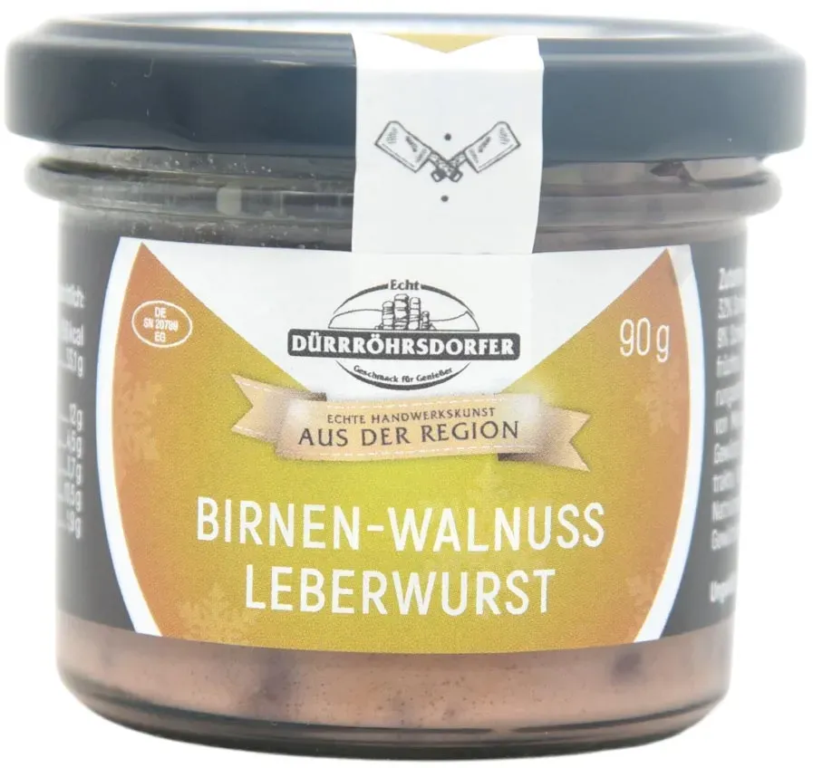 Dürrröhrsdorfer Birnen-Walnuss-Leberwurst – Feiner Genuss im Glas, 90g