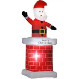 Homcom aufblasbarer Weihnachtsdeko 2,10 m Weihnachtsmann mit Schornstein aufblasbar LED-Licht