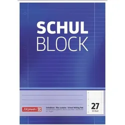 BRUNNEN 1052527 Block „Schulblock“ A4 liniert, mit Randlinie innen und außen, Lin. 27