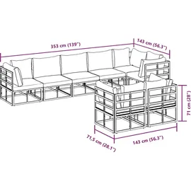 vidaXL Garten-Lounge-Set 8-tlg. schwarz Aluminium