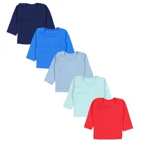 TupTam Baby Jungen Langarmshirt 5er Pack, Farbe: Rot Dunkelblau