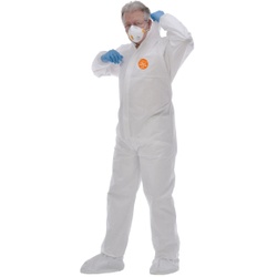 zetDress® tritex standard Einwegschutzkleidung, weiß, Schutzoverall ist bedingt einsetzbar im chemischen Bereich, 1 Stück, XL