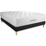 Royal Palace Bedding Bett, Schwarz, Holz, Kiefer, vollmassiv, H1, 7-Zonen, Höhe ca. 30 cm, 160x200 cm, Oeko-Tex® Standard 100, Schlafzimmer, Betten