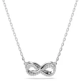 Swarovski Hyperbola Anhänger, Weiße und Rhodinierte Damenhalskette mit Unendlichkeitsmotiv und Strahlenden Swarovski Kristallen