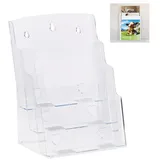 Relaxdays 2 x Prospekthalter A4 / DIN 3 Etagen transparent