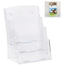 Relaxdays 2 x Prospekthalter A4 / DIN 3 Etagen transparent