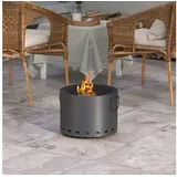 Outsunny Feuerstelle, Ø38cm Rauchfreie Holzfeuerschale mit Schürhaken Funkenschutz,