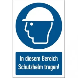 König Werbeanlagen Dreifke® Kombi-Gebotsschild, In diesem Bereich Schutzhelm t - 200x300 mm Folie selbstklebend
