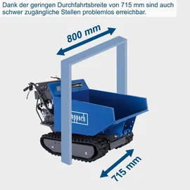 SCHEPPACH DP6600 Benzin Ketten Dumper | 8PS | 500kg Belastung | 3x Vor- / 1x-Rückwärtsgang | Hydraulikwanne