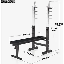 Gorilla Sports Hantelbank Schwarz/Weiß