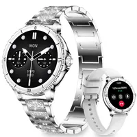 niolina Smartwatch Damen mit Telefonfunktion, 1.27" Smart Watch Rund mit Diamantband für Android iOS, IP68 Wasserdicht Fitnessuhr mit 120+ Sportmodi, Fitness Tracker mit HR Schrittzähler SpO2, Silber