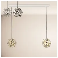 S.luce Pendelleuchte Atom LED Esstisch-Pendelleuchte 2-5-flammig Balken 160cm Chrom,