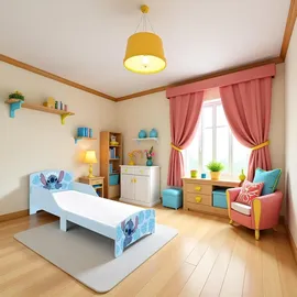 Arditex Kinderbett Lilo & Stitch 70 x 140 cm Holz lackiert blau