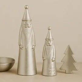 Marrakesch Orient & Mediterran Interior Dekofiguren Santa Silber 2er Set Aluminium Weihnachtsmann 27cm 19cm