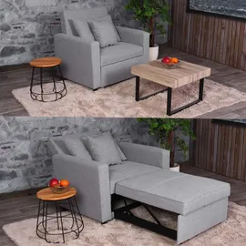 MCW Schlafsessel L90 Stoff/Textil 197 x 103 x 0 cm Hellgrau mit Kissen