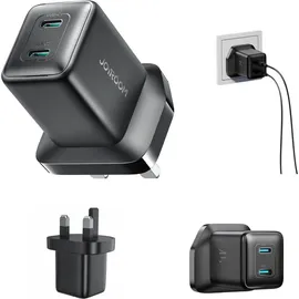 Joyroom JR-TCG17 45W 2 x USB-C Wandladegerät (UK-Stecker) – Schwarz