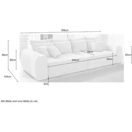 luma-home schönes für dein zuhause luma-home Big-Sofa, Grau Textil, 4-Sitzer, einzeln stellbar,Rechteckig, 306x86x134 cm Wohnzimmer, Sofas / Couches, Sofas, Bigsofas