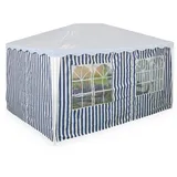 Relaxdays Seitenteile 3x4m 3er Set, wasserdicht, Seitenwände mit Klettverschluss, Polyester, blau/weiß, 200 x 400 x 0.1 cm