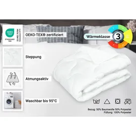 ZOLLNER Bettdecke Polyester, atmungsaktive Füllung 135x200 cm, Oeko-Tex® Standard 100, Schlaftextilien, Bettdecken
