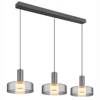 GLOBO Pendelleuchte Hängelampe Deckenleuchte LED Esszimmerleuchte Glas Rauchfarbe 90cm