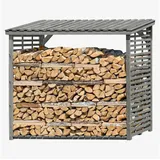 Delta Gartenholz Kaminholzregal Flammo XL Kiefernholz 237 x 114 x 203 cm grau