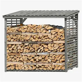 Delta Gartenholz Kaminholzregal Flammo XL Kiefernholz 237 x 114 x 203 cm grau