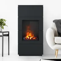 Noble Flame KANT [Stand-Elektrokamin Opti-myst]: Schwarz-grau - Dekoholz - Brennraum: Schwarz, spiegelnd