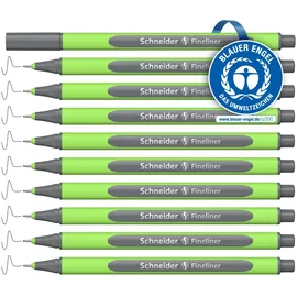 Schneider Line-Up Fineliner (Strichstärke 0,4 mm, aus biobasiertem Kunststoff, ausgezeichnet mit Der blaue Engel) 10 Stück, space-grey