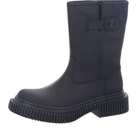 Camper Stiefel Biker-Bootie Schlupfstiefel schwarz Leder - Schwarz