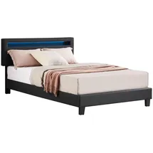 CARO-Möbel Polsterbett CARIBO 120x200 cm, Bett mit Kunstleder in schwarz Textil, Mode, - 120x200