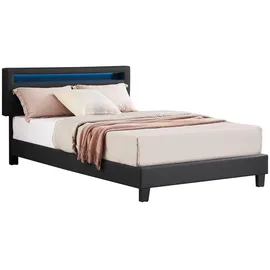 CARO-Möbel Polsterbett CARIBO 120x200 cm, Bett mit Kunstleder in schwarz Textil, Mode, - 120x200