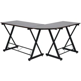Svita ECKHART Eckschreibtisch Nussbaum-Optik schwarze Metall-Beine Computertisch Tisch