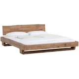 massivum Woodkings® Holzbett Sendai 140x200 Akazie gebürstet Holz rustikal Baumkanten - Holzkopfteil Schlafzimmer Möbel massiv Design Doppelbett Ehebett Balkenbett Echtholzmöbel