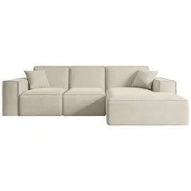 altdecor Ecksofa Velours 6-Sitzer Beige