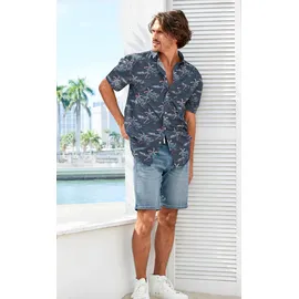 Beachtime Hawaiihemd »Regular fit«, Kurzarm, Freizeithemd mit Palmenprint, reine Baumwolle, Gr. S (37/38) N-Gr, navy-bedruckt, , 14479631-S N-Gr