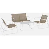 sweeek Gartenlounge Set 4-tlg. Weiß/Natur