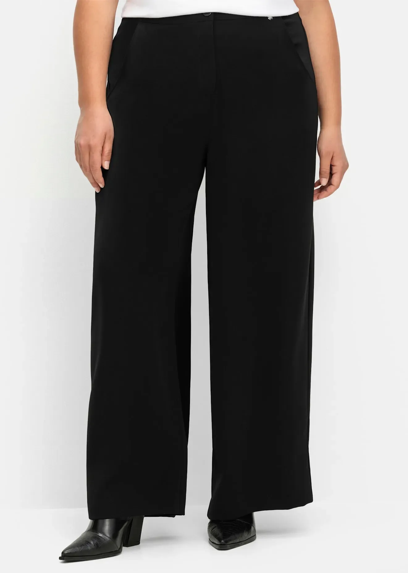 Anzughose SHEEGO, Damen, Gr. 40, Normalgrößen, schwarz, 100% Polyester, unifarben, Hosen Anzughose