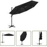 Sonnenschirm Mit Aluminium-mast 4-lagig Schwarz 3x3 M - Sonnenschirm - Gartenschirm - Terrassen-schirm - Uv-schutz - Sonnenschutz - The Living Store