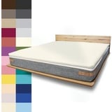 JONA SLEEP Spannbettlaken für Topper, Gummizug: 95 % Baumwolle, rundum - robuster Multi-Stretch Gummi, Made in Austria, wirft keine Falten, optimale Passform, Topper-Bezug beige 200 x 200 - 210 cm