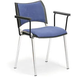 Konferenzstühle SMART, verchromte Füße, mit Armlehnen, blau