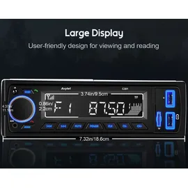 aototeck Autoradio Bluetooth 5.0,Autoradio mit Bluetooth Freisprecheinrichtung,7 Farben FM Autoradio 1 Din mit 2