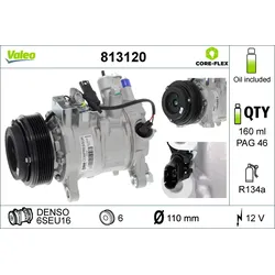 VALEO 813120 Kompressor, Klimaanlage VALEO CORE-FLEX