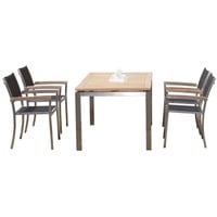 Sonnenpartner 5-teilige Sitzgruppe Galaxy Base 160x90 cm Edelstahl/Textilen/Teak