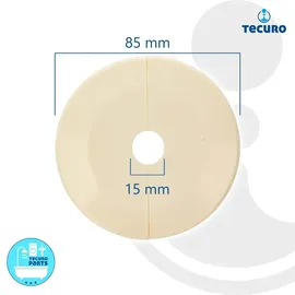 tecuro Scharnierrosette Ø 15 mm x Ø 85 mm x 8 mm - Kunststoff ABS weiß - tecuro