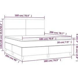 vidaXL Boxspringbett mit Matratze Weiß 180x200 cm Kunstleder