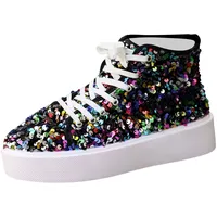 Generisch Glitzer Pailletten Sneaker High Top für Damen & Mädchen | Knöchelhohe Turnschuhe mit Pailletten für Party, Festival & Kostüm | Glitzerschuhe - 42 EU