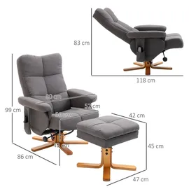 Homcom Relaxsessel Massagesessel Kunstleder 86 x 99 x 80 cm Dunkelgrau mit Hocker