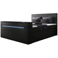 Luxusbetten24 Boxspringbett Simple, mit TV Lift und LED schwarz 160 cm x 200 cm